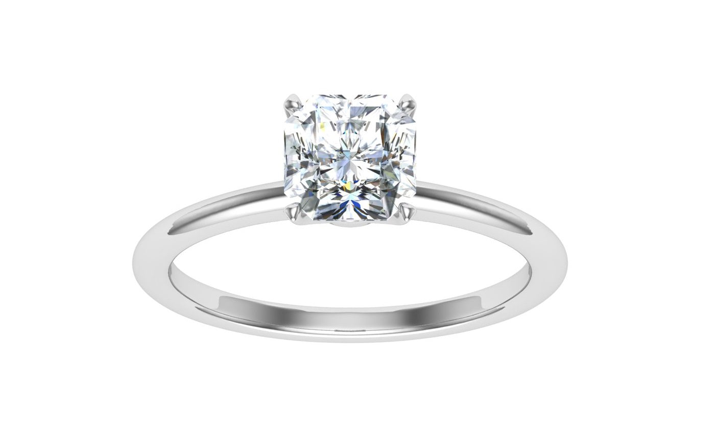Tinsel Asscher Cut Solitaire Moissanite Engagement Ring White Gold
